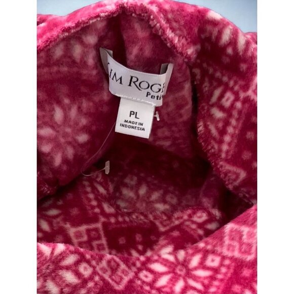 Kim Rogers ladies petite pullover pink turtleneck fleece top fair isle NEW PL - Picture 3 of 10